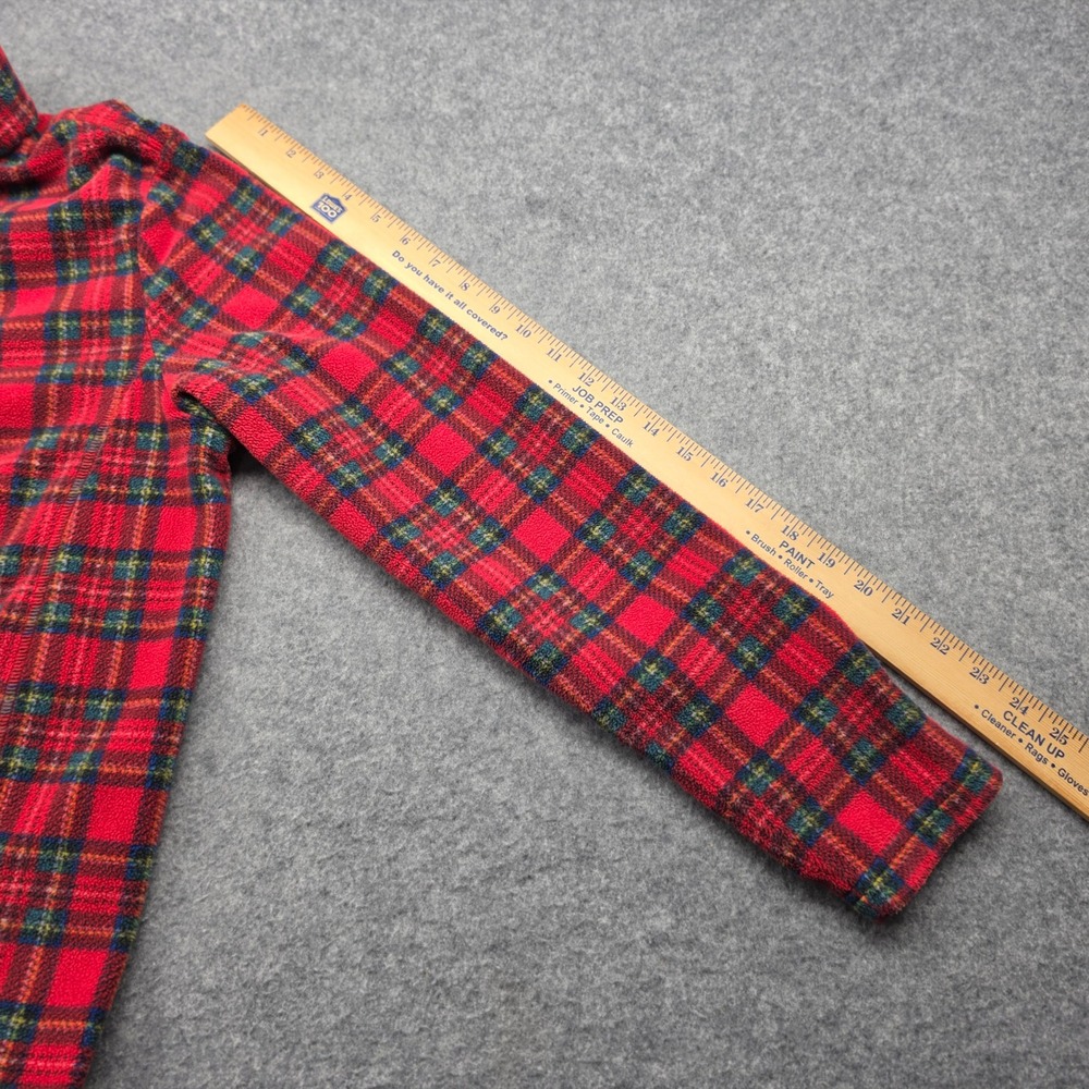 Lands End Mens Red Plaid Fleece Quarter Zip Pullover Sweater Large 14-16 - Picture 5 of 10